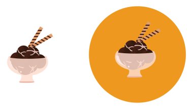 Kasede dondurma, resim, beyaz arka planda vektör..