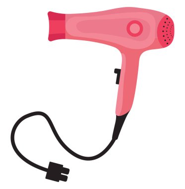 Saç kurutma makinesi, illüstrasyon, beyaz arkaplanda vektör.