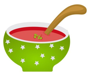 Lezzetli domates çorbası, illüstrasyon, beyaz arka planda vektör..