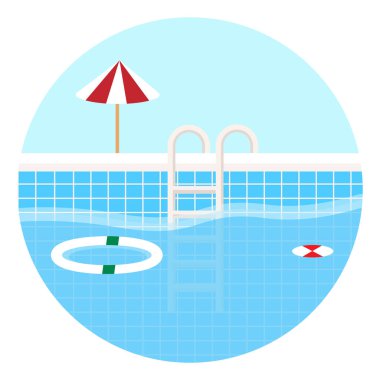 Yüzme havuzu, illüstrasyon, beyaz arkaplanda vektör.