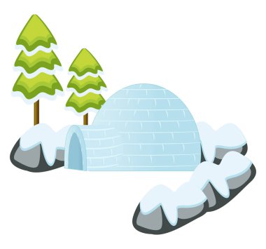 Beyaz iglu, illüstrasyon, beyaz arkaplanda vektör.