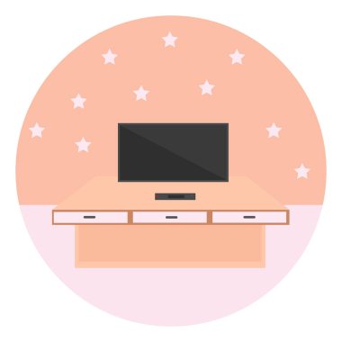 Küçük düz televizyon, illüstrasyon, beyaz arkaplanda vektör.