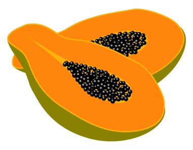 Olgun papaya, illüstrasyon, beyaz arkaplanda vektör.