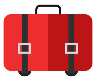 Kırmızı bavul, illüstrasyon, beyaz arkaplan vektörü.