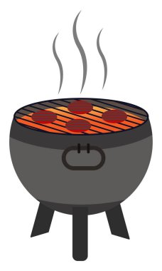 Barbekü ızgarası, illüstrasyon, beyaz arkaplanda vektör.