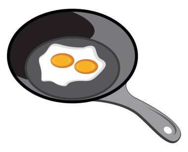 Tavada yumurta, illüstrasyon, beyaz arkaplanda vektör.