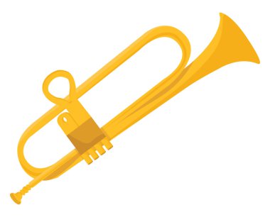 Altın trompet, illüstrasyon, beyaz arkaplanda vektör.