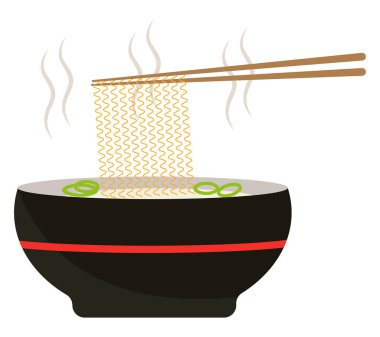 Erişte çorbası, illüstrasyon, beyaz arka planda vektör..