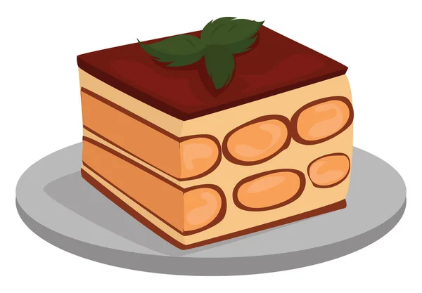 Dolce Tiramisù Illustrazione Vettore Sfondo Bianco — Vettoriale Stock