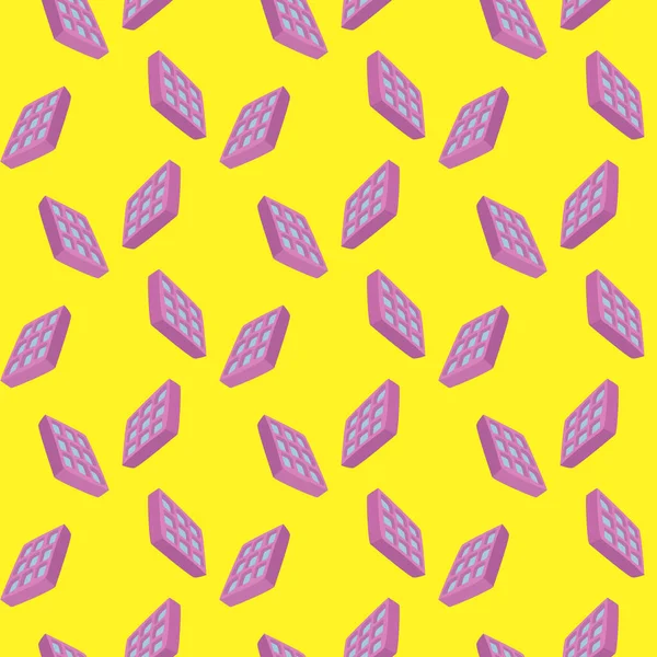 紫色のワッフル 黄色の背景のシームレスなパターン — ストックベクタ