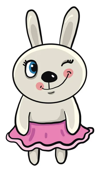 Small Bunny Pink Skirt Illustration Vector White Background — Stock Vector