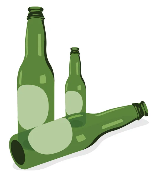 Zielone Butelki Piwie Ilustracja Wektor Białym Tle — Wektor stockowy