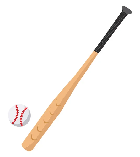 Baseball Batte Avec Une Balle Illustration Vecteur Sur Fond Blanc — Image vectorielle