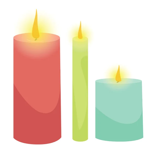 Lighted Candles Illustration Vector White Background — Stock Vector