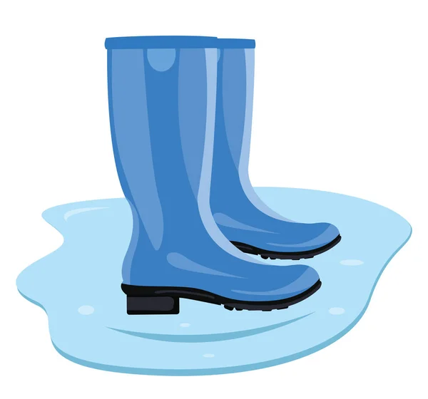 Bottes Pluie Bleues Illustration Vecteur Sur Fond Blanc — Image vectorielle