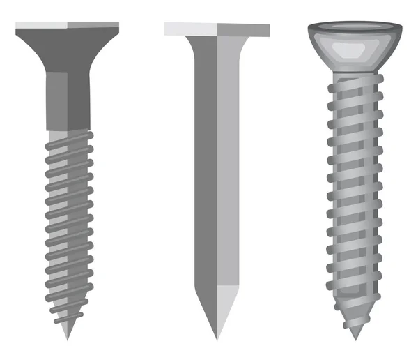 Tři Šrouby Ilustrace Vektor Bílém Pozadí — Stockový vektor
