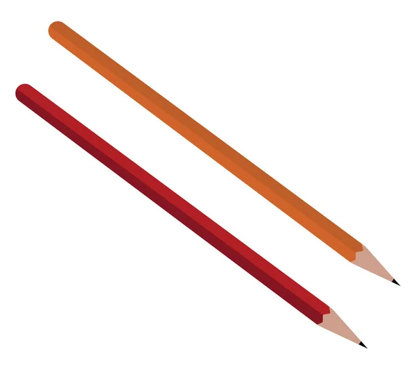 Deux Crayons Illustration Vecteur Sur Fond Blanc — Image vectorielle