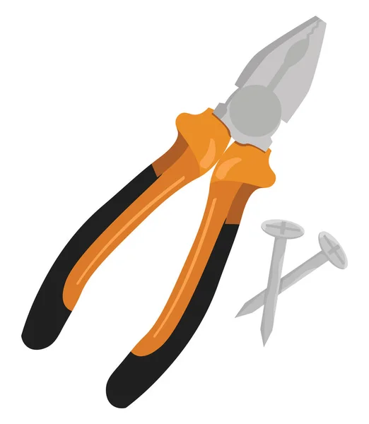 Pliers Nails Illustration Vector White Background — Stock Vector