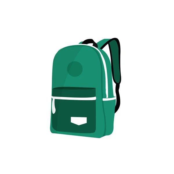 Bolso Escolar Verde Ilustración Vector Sobre Fondo Blanco — Archivo Imágenes Vectoriales