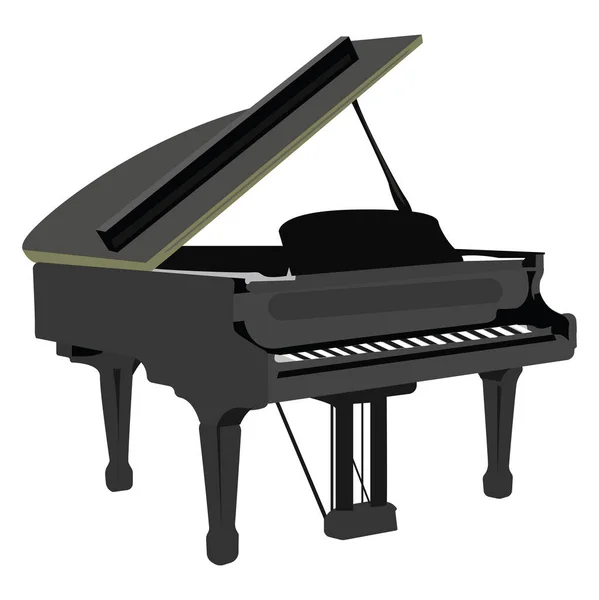 Svart Piano Illustration Vektor Vit Bakgrund — Stock vektor