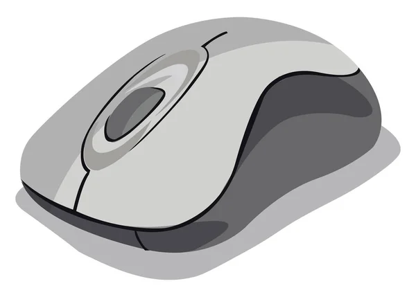 Souris Ordinateur Grise Illustration Vecteur Sur Fond Blanc — Image vectorielle