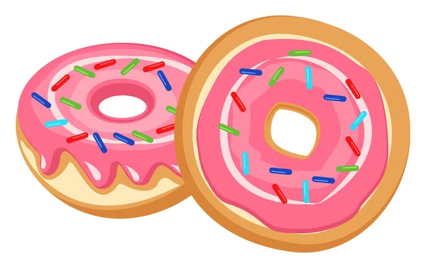 Geglazuurde Donut Illustratie Vector Witte Achtergrond — Stockvector