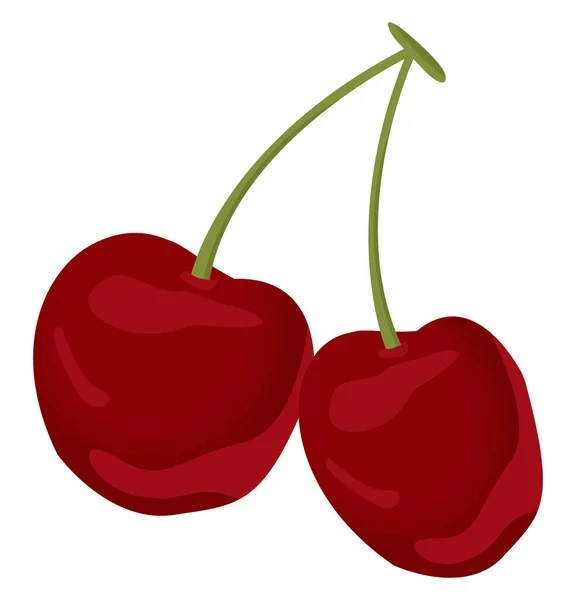 Dos Cerezas Ilustración Vector Sobre Fondo Blanco — Vector de stock