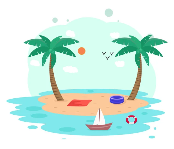 Small Beach Illustration Vector White Background — Stock Vector