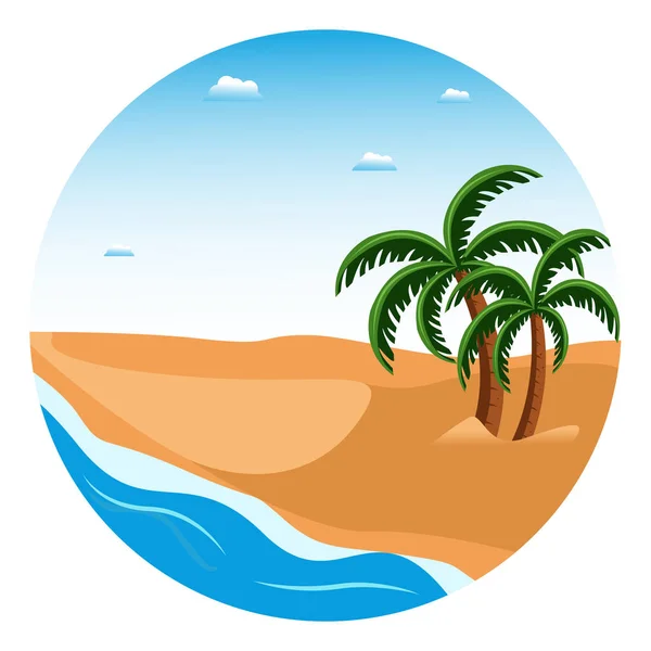 Pláž Kokosovým Stromem Ilustrace Vektor Bílém Pozadí — Stockový vektor