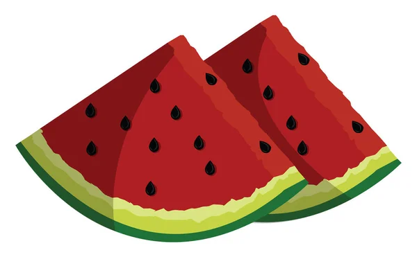 Zwei Stücke Wassermelone Illustration Vektor Auf Weißem Hintergrund — Stockvektor