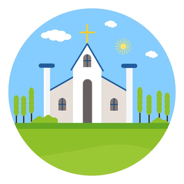 Große Kirche Illustration Vektor Auf Weißem Hintergrund — Stockvektor