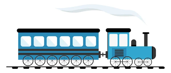 Trem Azul Ilustração Vetor Sobre Fundo Branco — Vetor de Stock