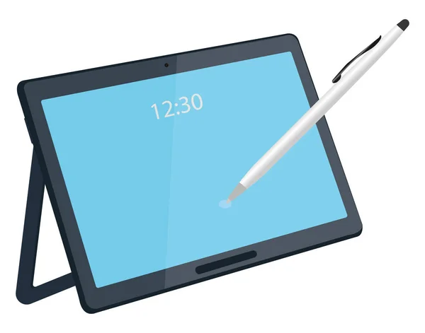 Tablet Mit Stift Illustration Vektor Auf Weißem Hintergrund — Stockvektor