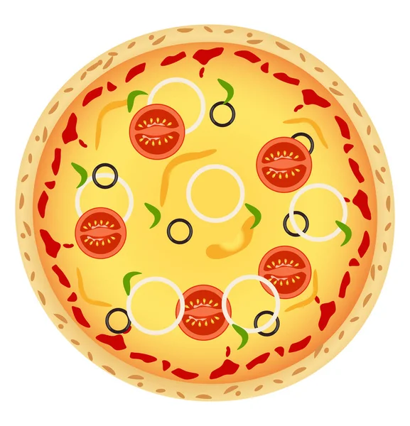 Läcker Pizza Illustration Vektor Vit Bakgrund — Stock vektor