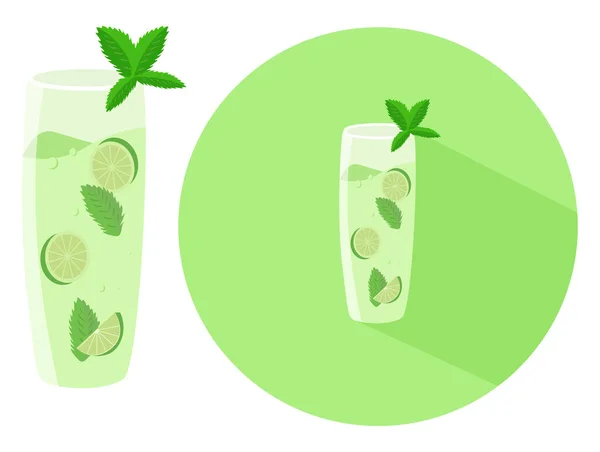 Cóctel Mojito Ilustración Vector Sobre Fondo Blanco — Archivo Imágenes Vectoriales