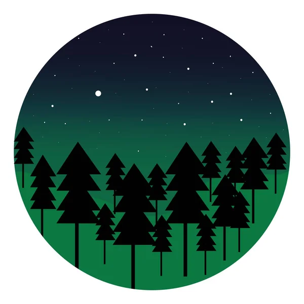 Ліс Вночі Ілюстрація Вектор Білому Тлі — стоковий вектор