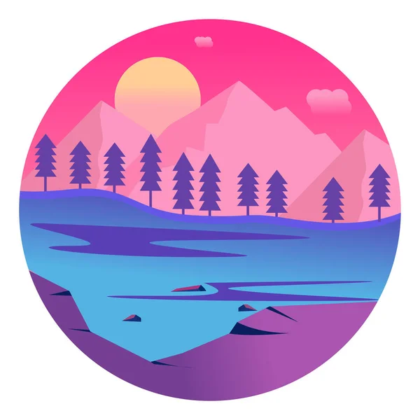 Hermoso Paisaje Ilustración Vector Sobre Fondo Blanco — Vector de stock