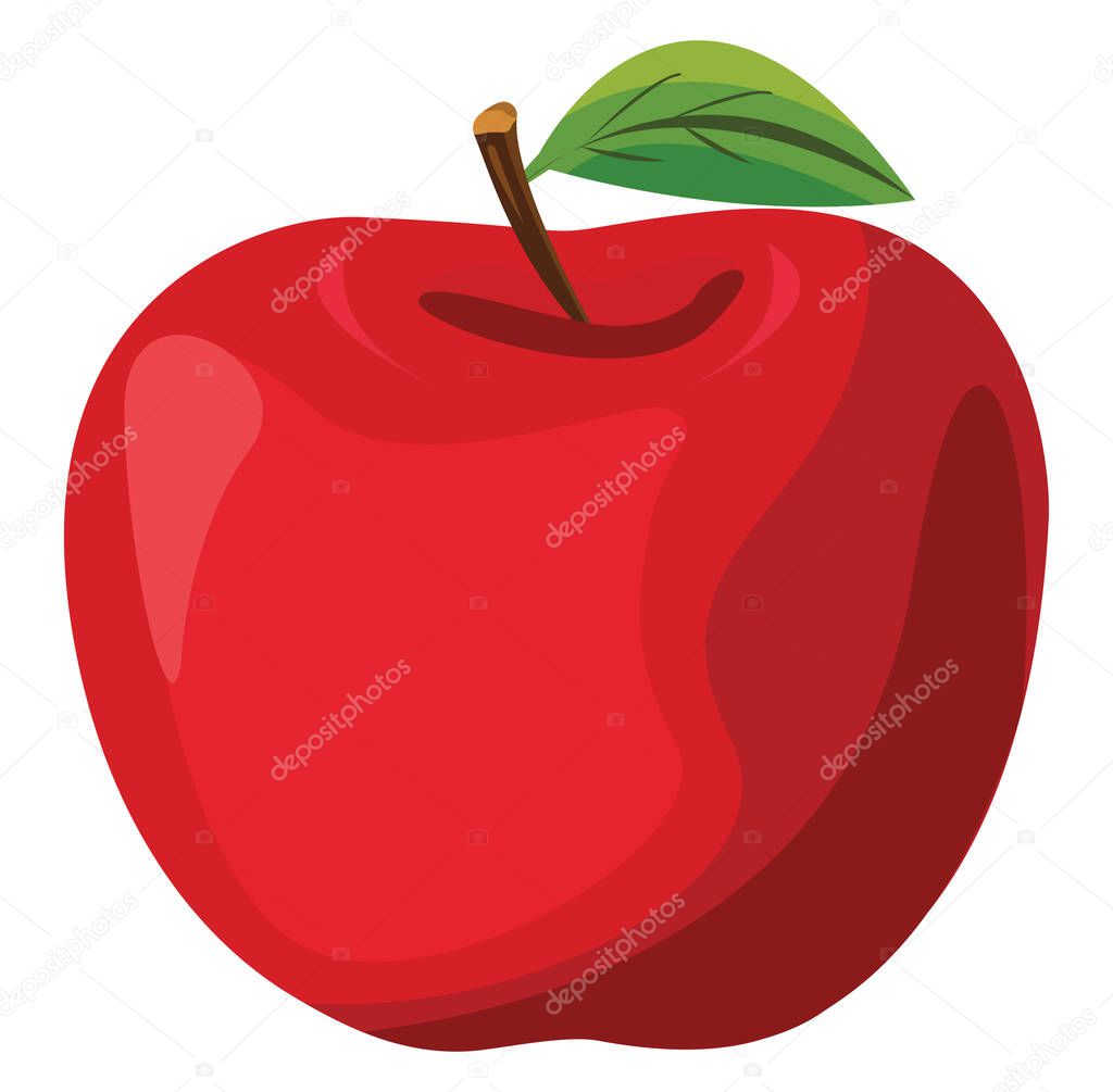 Big red apple, illustration, vector on white background