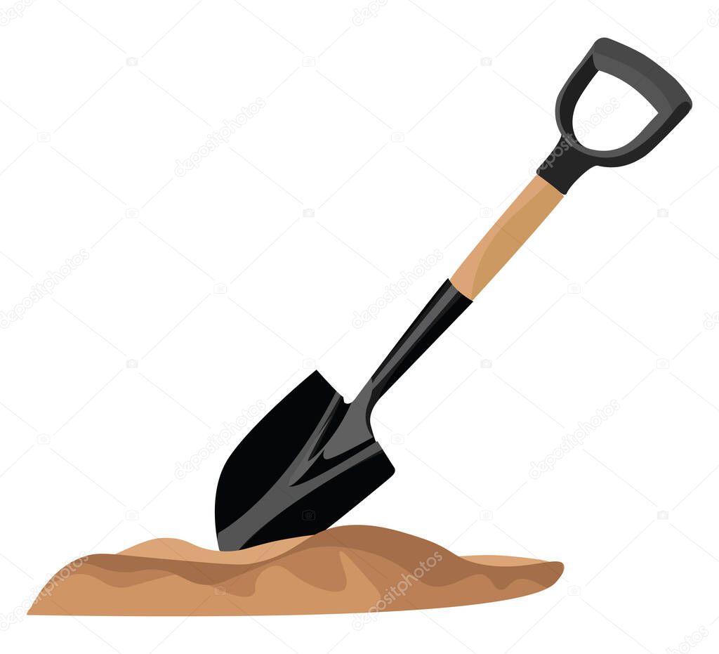 Black shovel, illustration, vector on white background