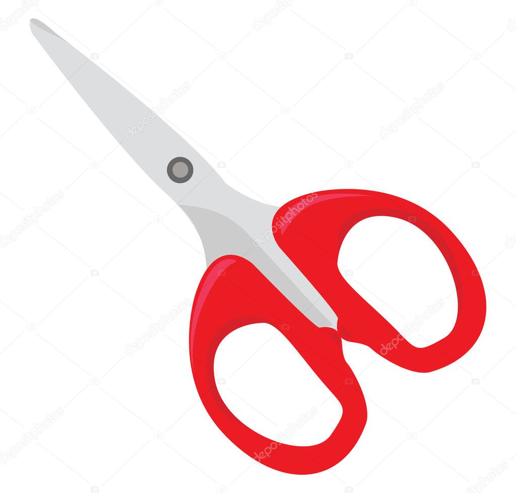 Red scissors, illustration, vector on white background
