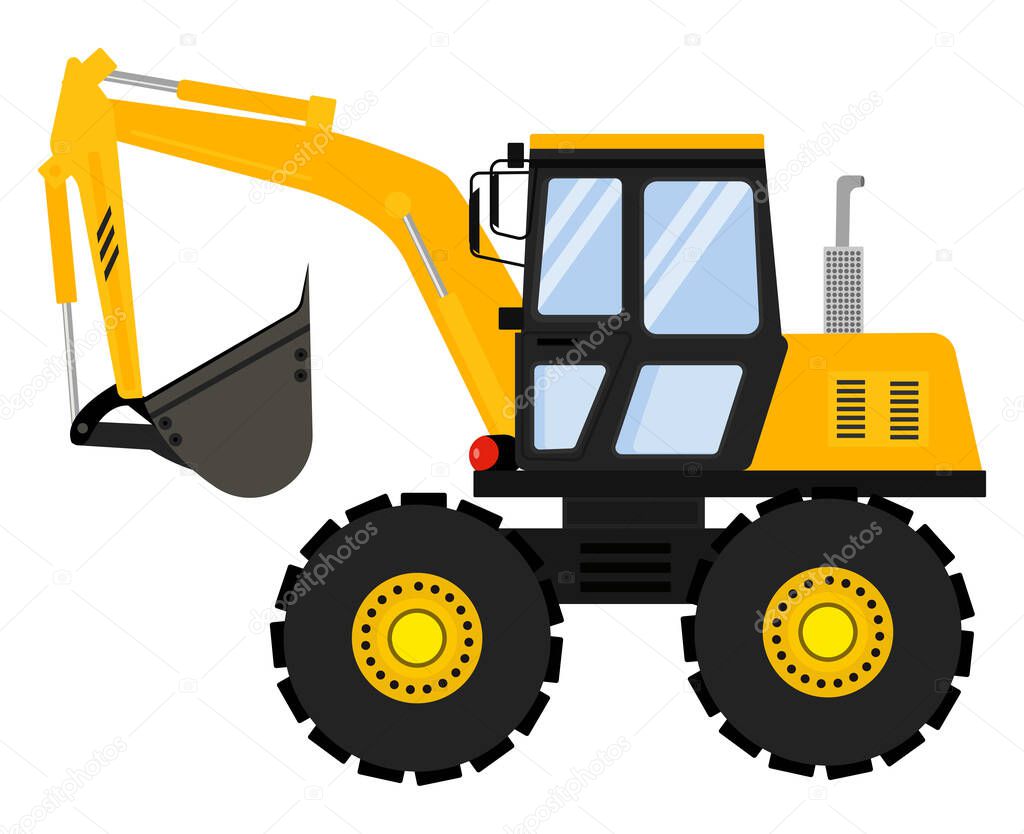Construction machine ,illustration, vector on white background.