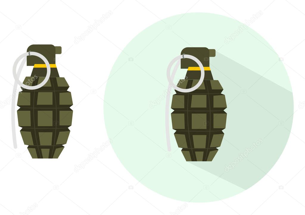 Hand grenade ,illustration, vector on white background.