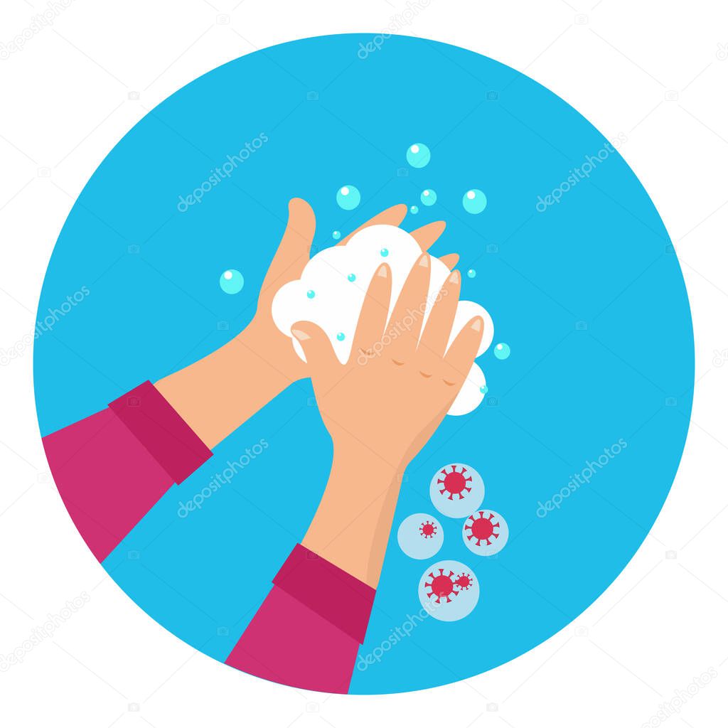 Washing hands ,illustration, vector on white background.