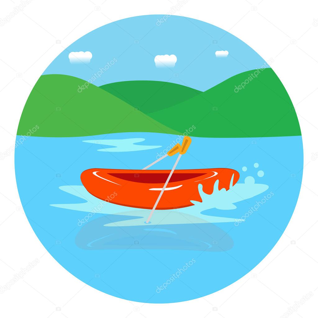 River rafting ,illustration, vector on white background.