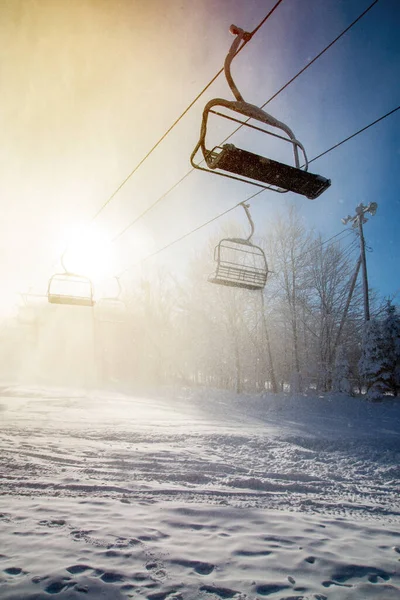 Day Ski Lift Snow Blizzard — Stok fotoğraf