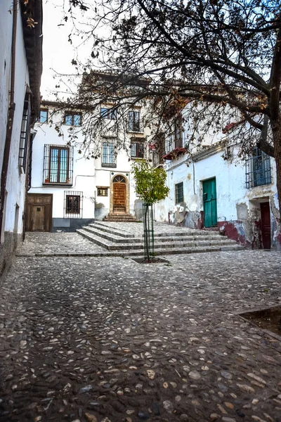 Pohled Obydlí Okrese Albaicin Granada Andalusie — Stock fotografie