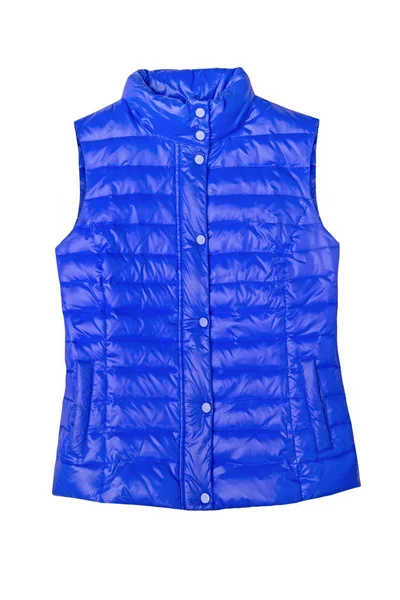 Gilet Blu Sintepon Isolato Sfondo Bianco — Foto Stock