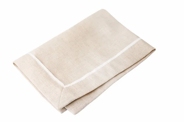 Beige Fabric Napkin Isolated White Background — Stock Photo, Image