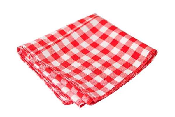 Red Checkered Tablecloth Folded Two Isolated White Background — Stock Photo, Image