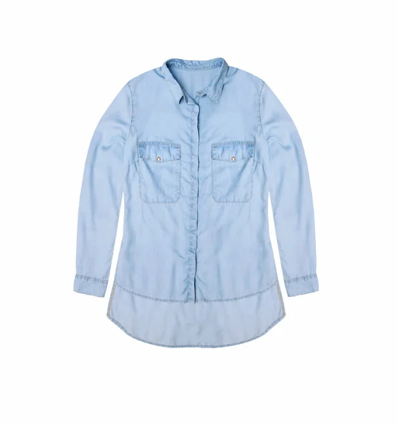 Camicia Blu Isolata Sfondo Bianco — Foto Stock
